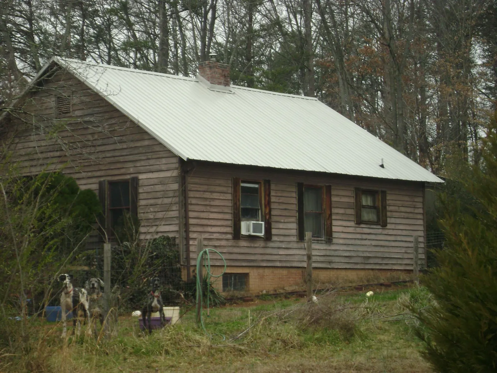 White metal roof on an old wood sided farmhouse, from a Metal Roof Installation job in Waterport